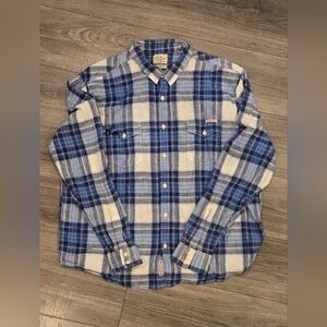Lucky Brand: XL Blue and White Plaid Button Down Shirt.